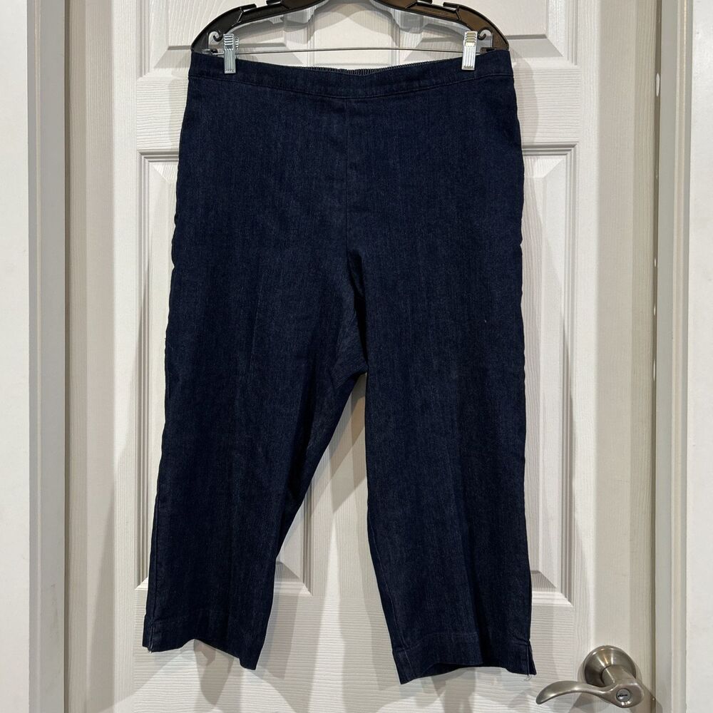 Alfred Dunner Women's 14 Denim Jean Stretch Pull On Capri Pants Cropped Pockets